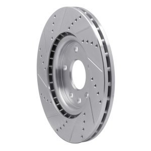 Chrysler Pacifica Brake Rotor (1) - Front Right - R1 Concepts - Drilled & Slotted - Silver - `12-`25